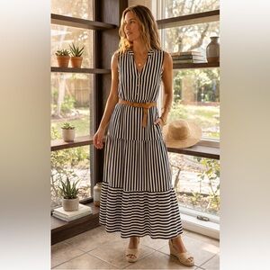 Black and White Striped Maxi Dress